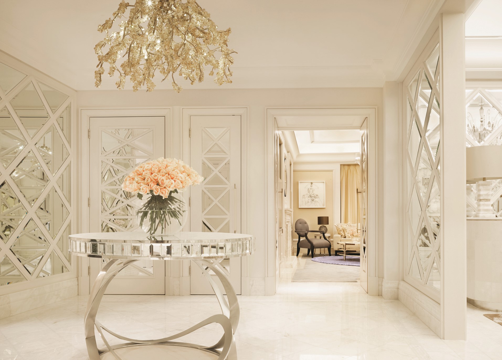 Hamilton Penthouse entryway at Corinthia London luxury hotel near Westminster