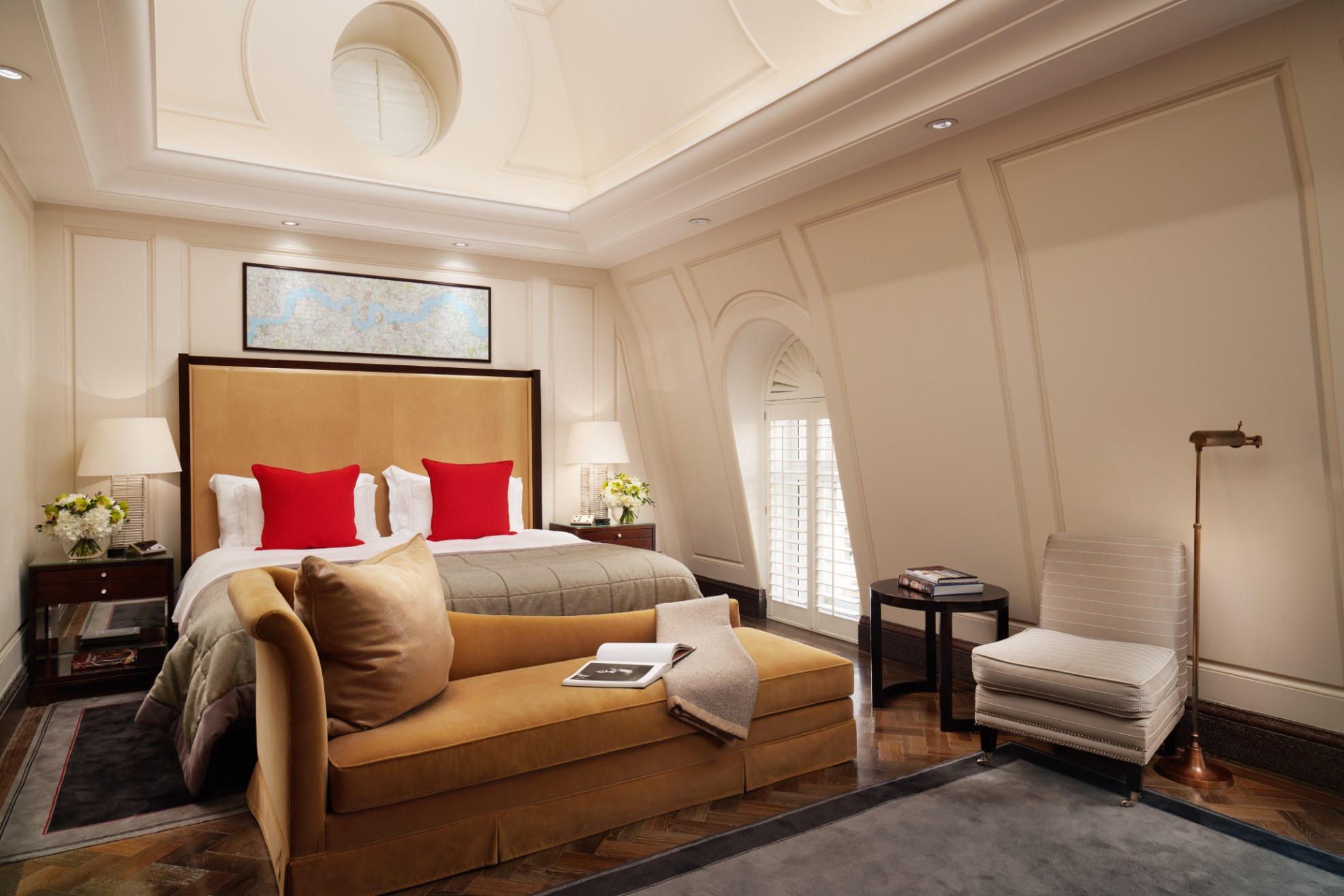 Whitehall Penthouse bedroom at Corinthia London luxury hotel near Westminster