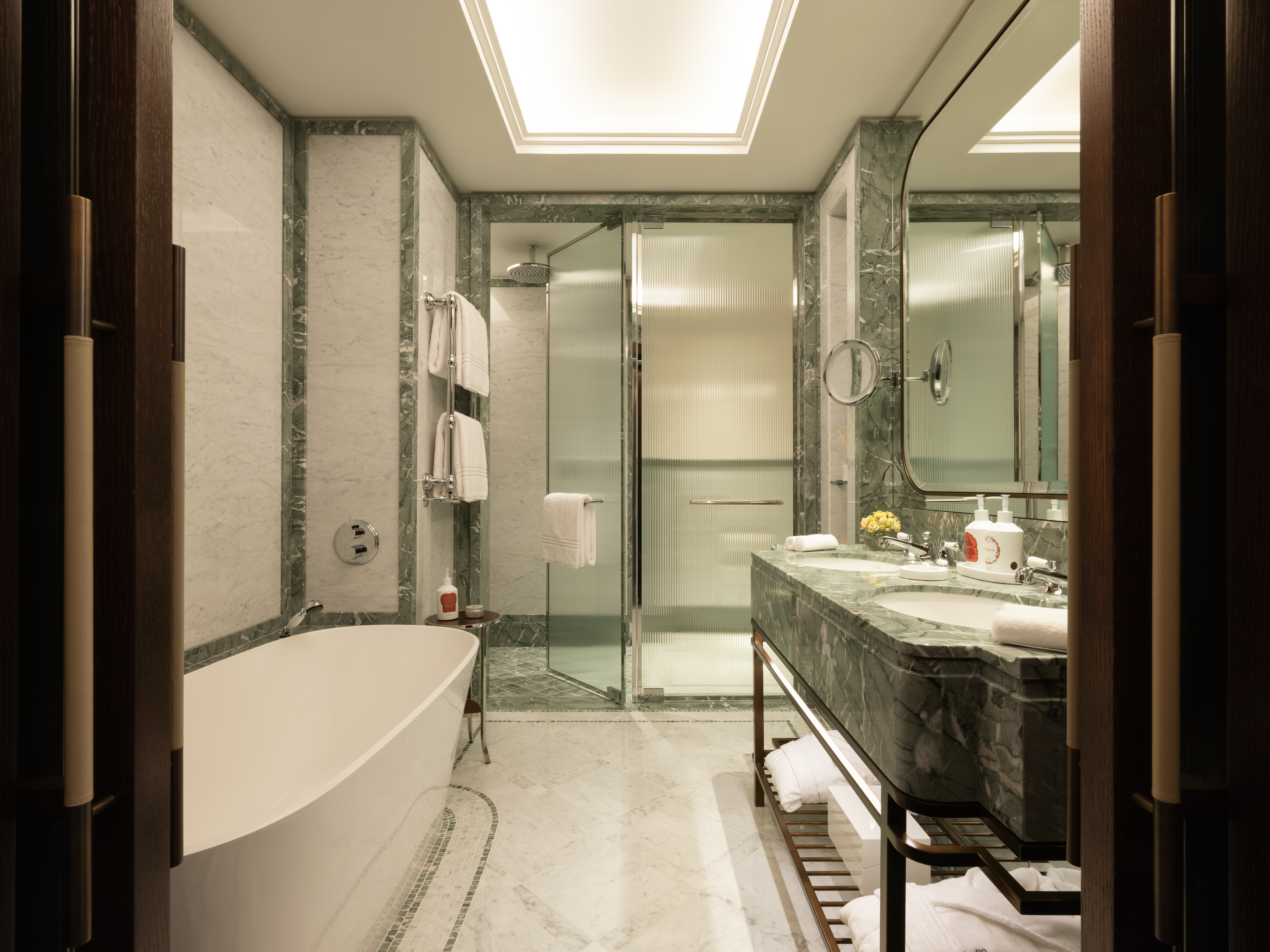 Deluxe Room Bathroom Doorway Corinthia Rome