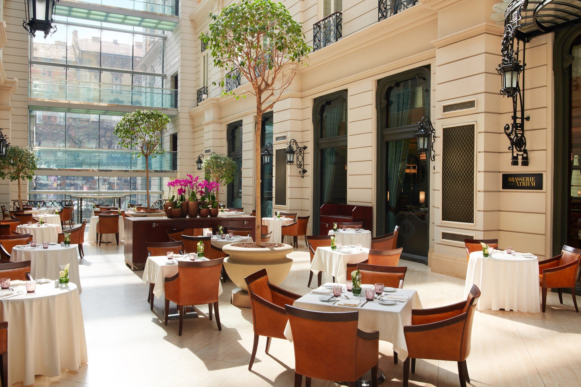 Corinthia Budapest Brasserie and Atrium tables
