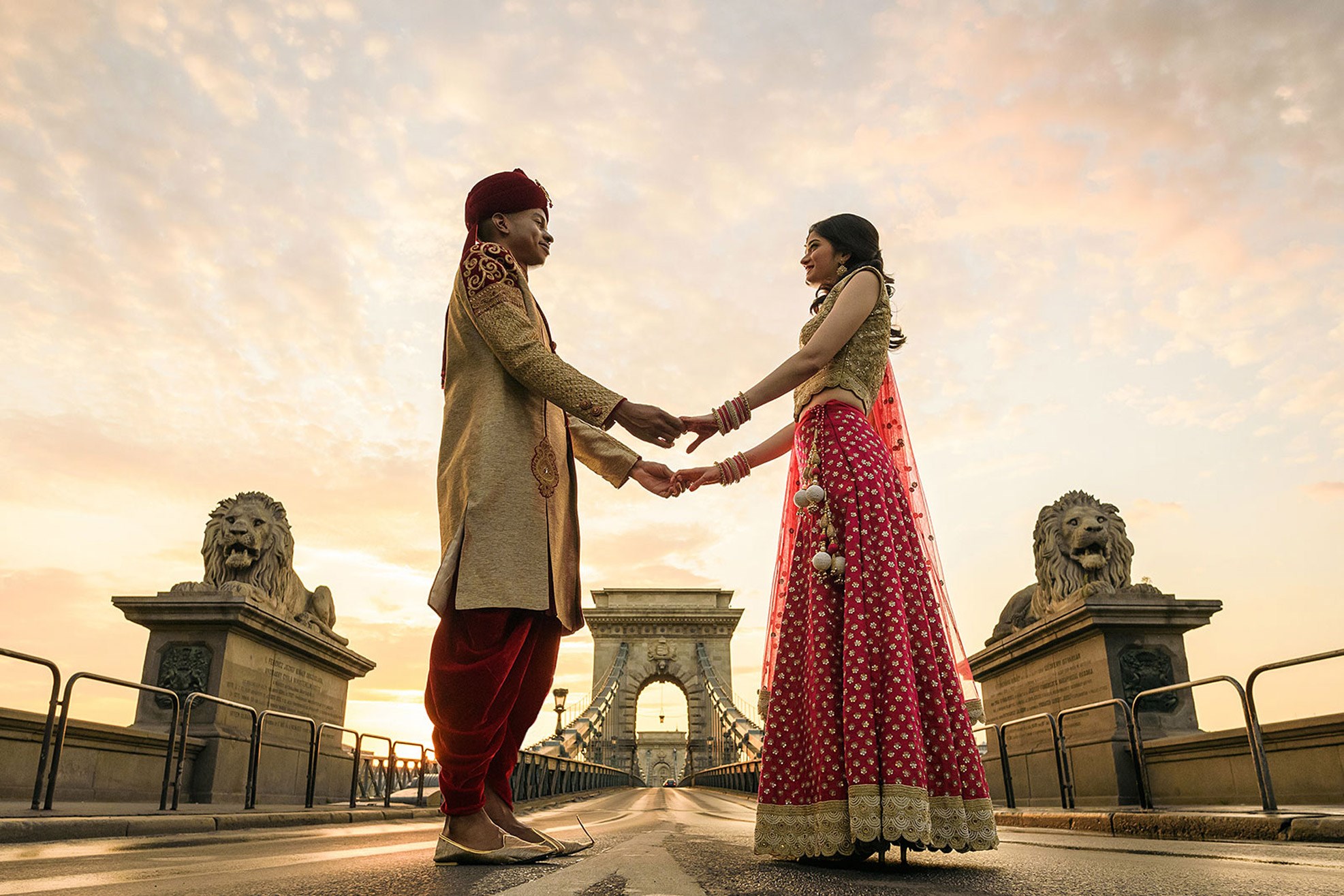 Corinthia Budapest wedding chian bridge