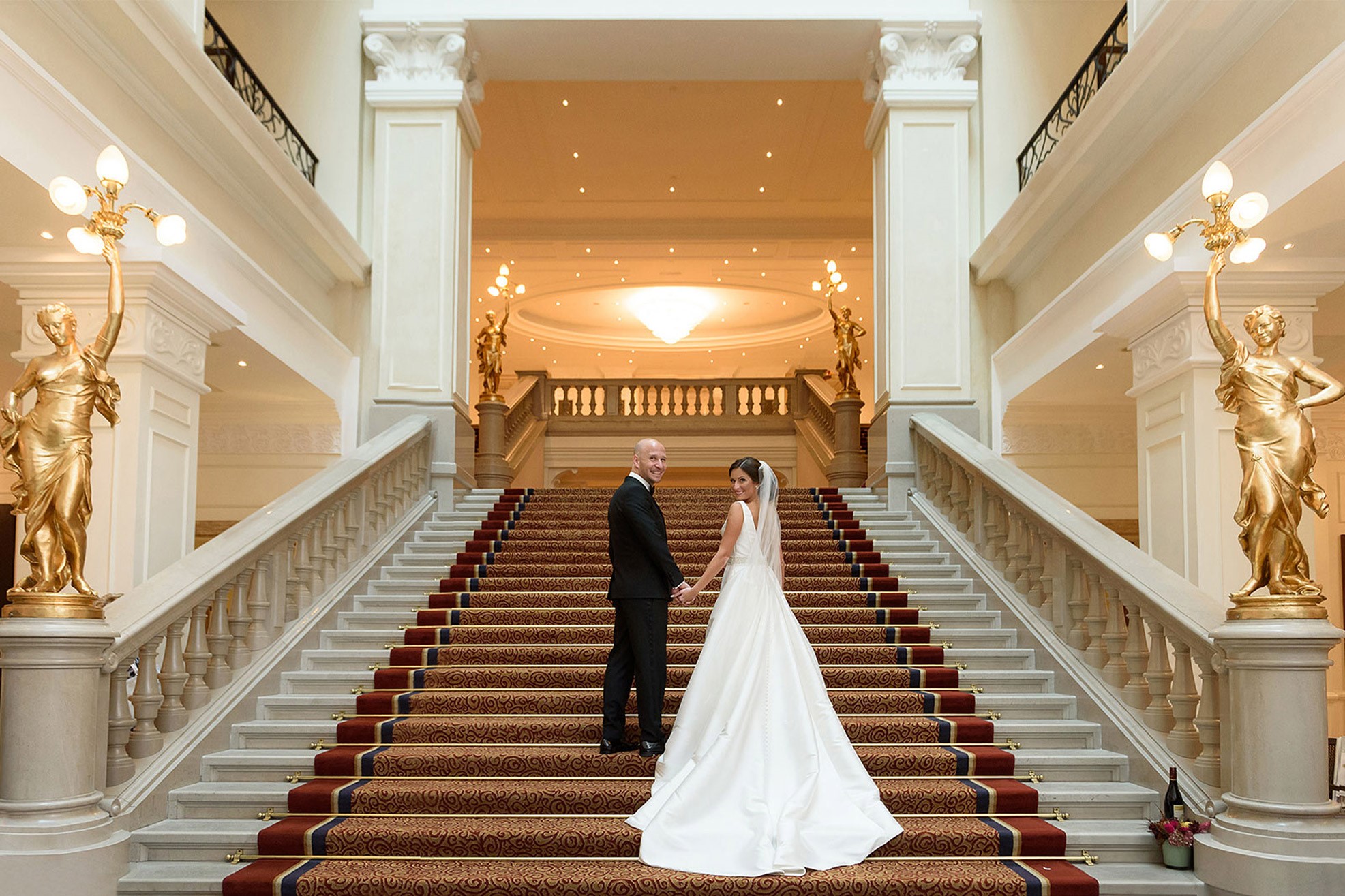 Corinthia Budapest wedding stairs