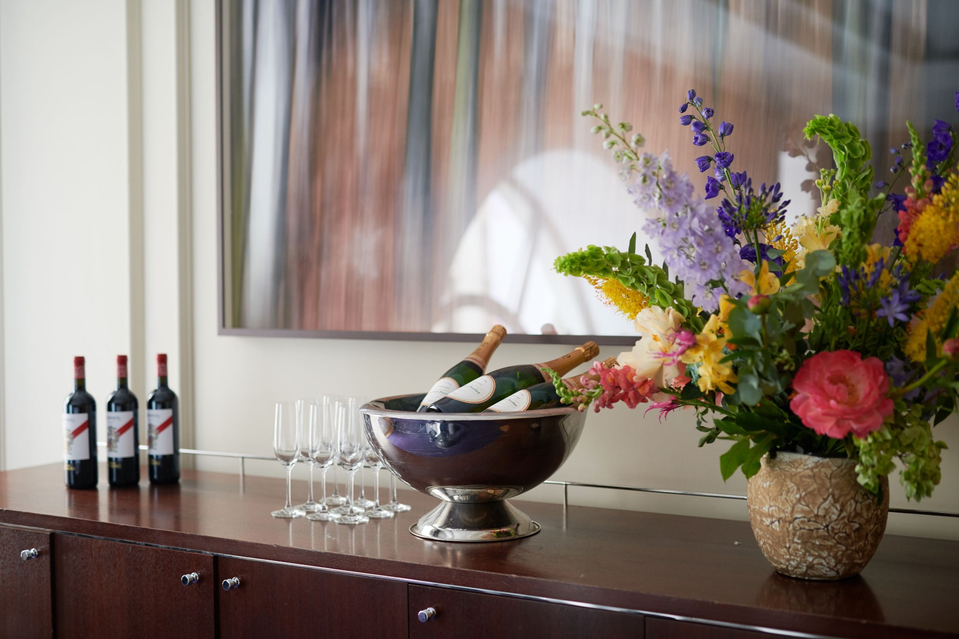 Champagne set up in a meeting room