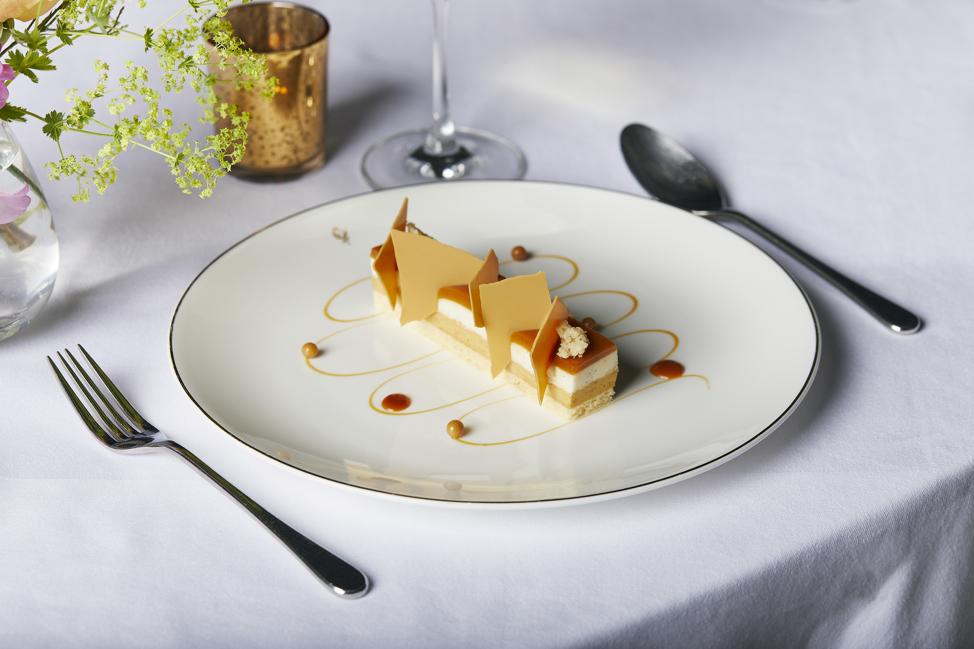 Banoffee pudding on a dinner table