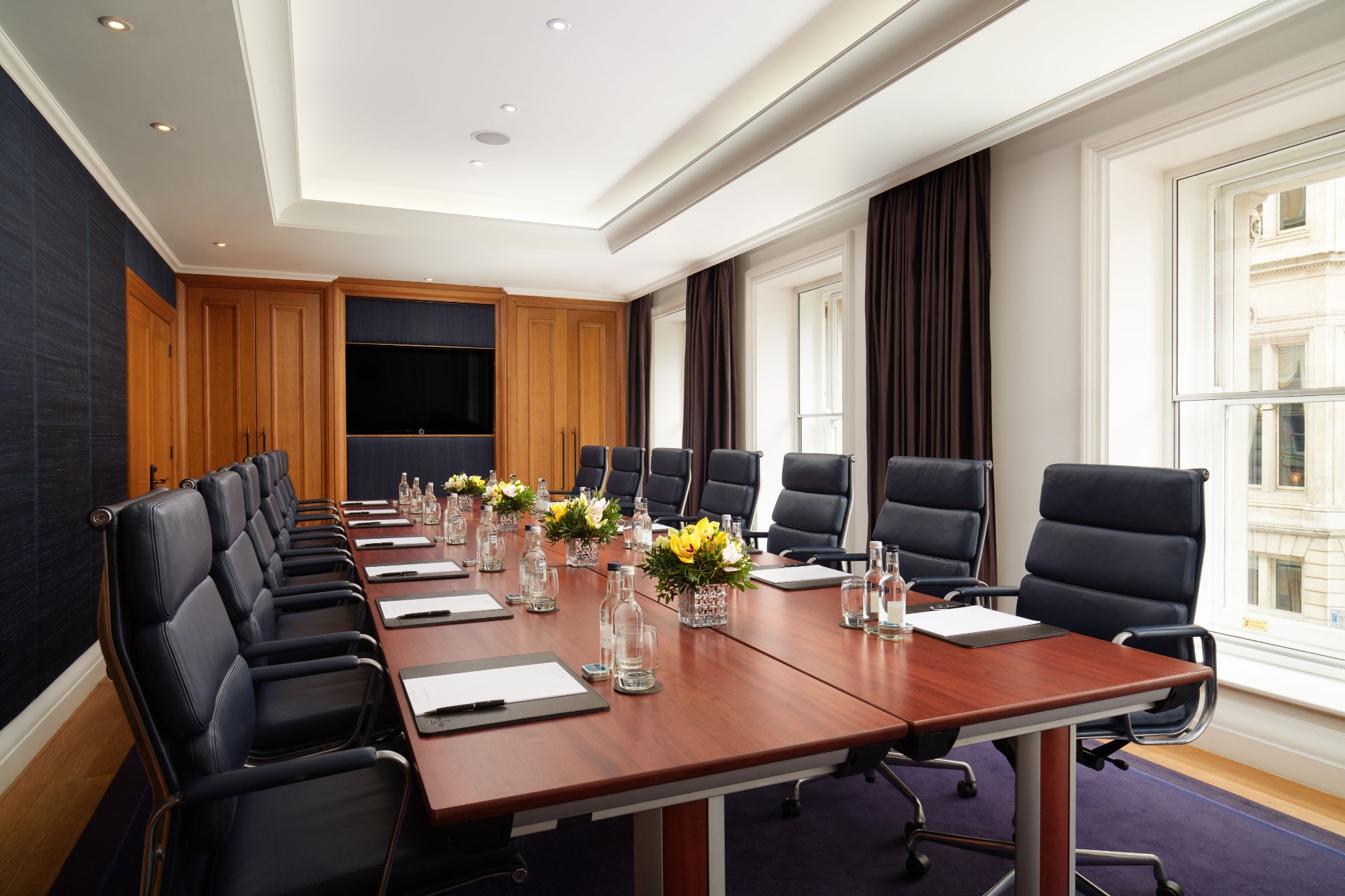 Boardroom set up in the Hardy Room