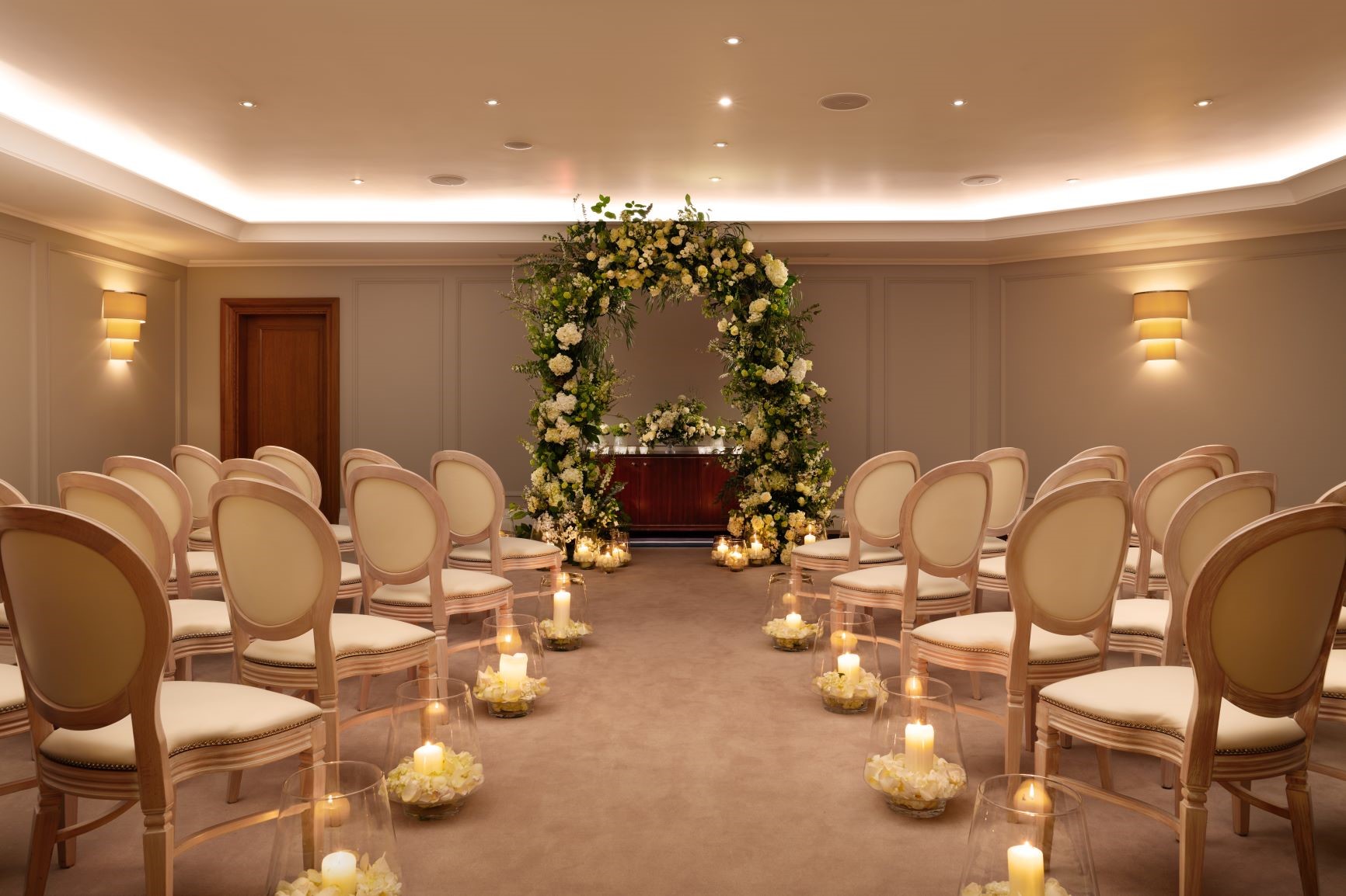 Wedding ceremony set up in the Nelson Room