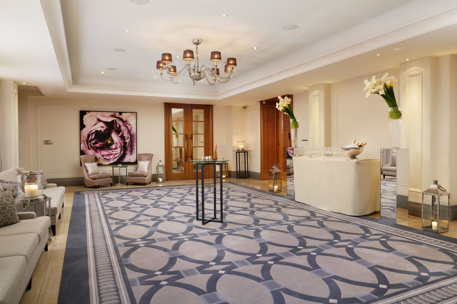 Drinks reception set up in the Pre-Function Area