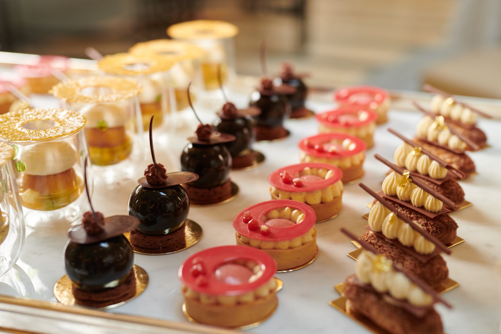 Trolley of afternoon tea desserts