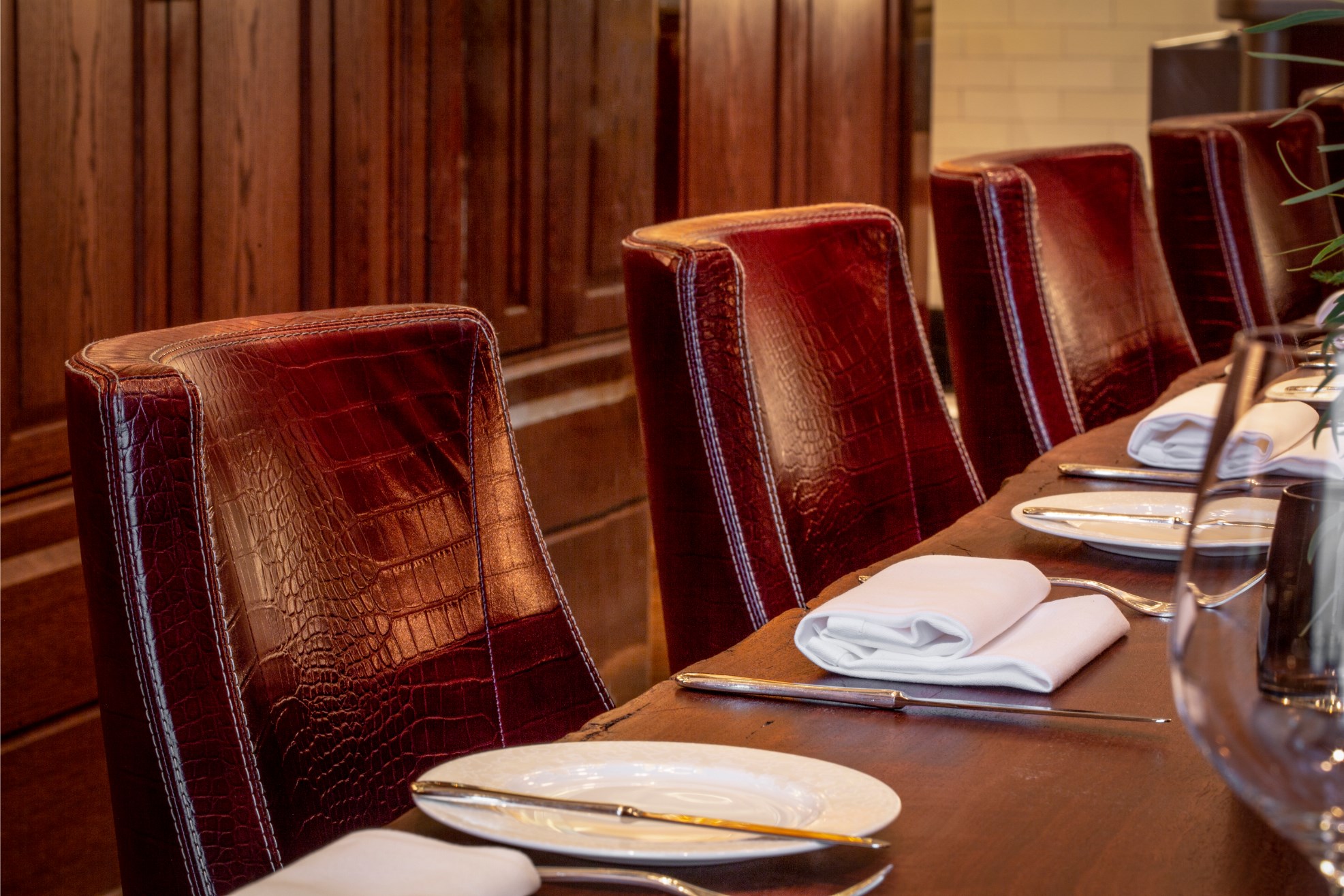 Table set up in private dining room at Kerridge's Bar & Grill