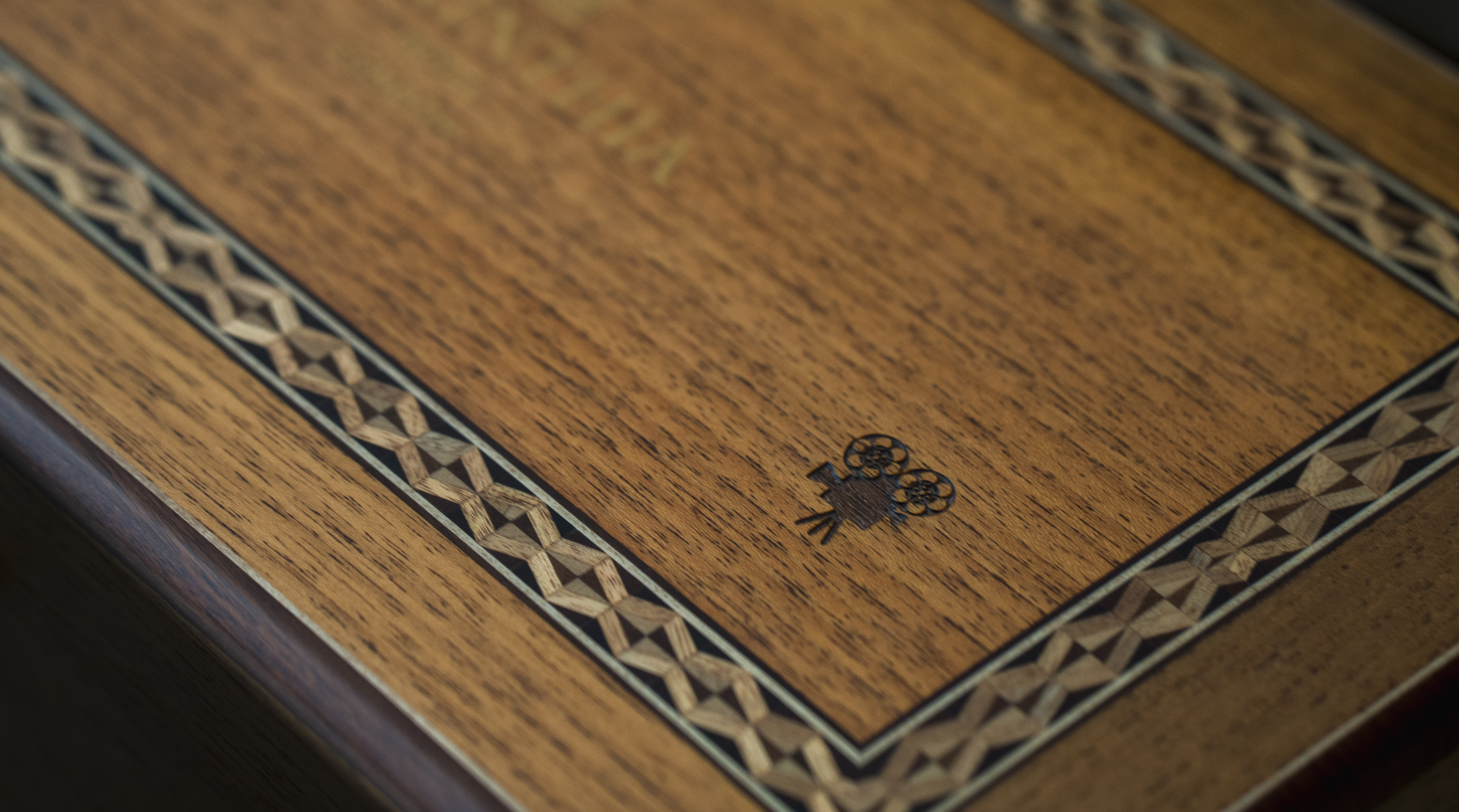 Detail of Actor's Penthouse living area at Corinthia London, featuring etched vintage video camera décor