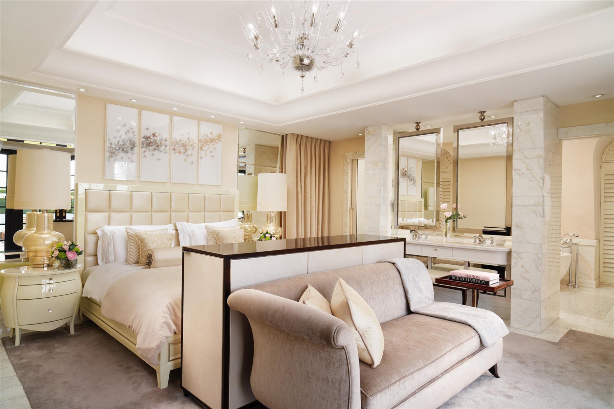 Hamilton Penthouse suite bedroom at Corinthia London luxury hotel near Westminster