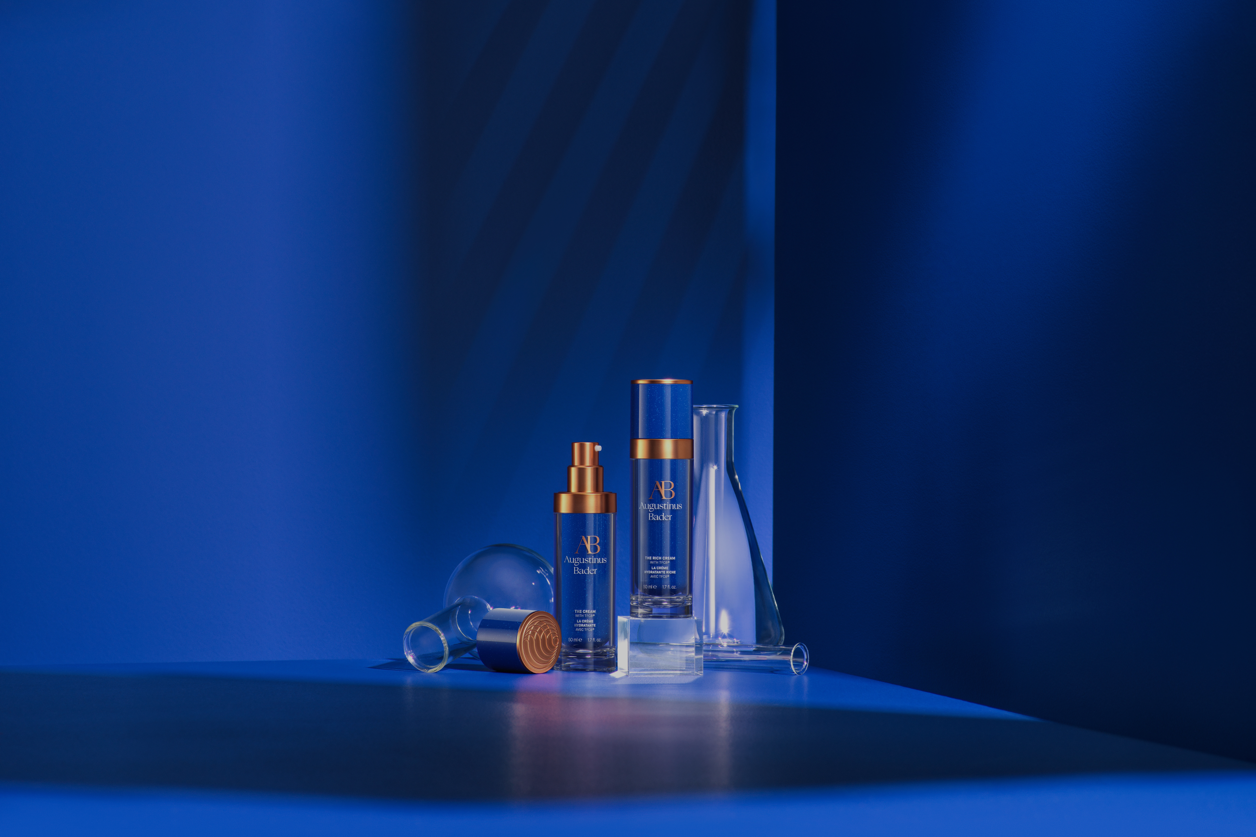 Retail display of Augustinus Bader skincare products for sale at ESPA Life, Corinthia London